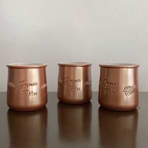 3 Bronze Gold La Fermiere Glazed Terra Cotta Mini pots